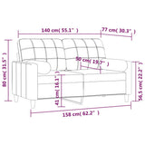 2-Seater Sofa with Pillows&Cushions Light Grey 140 cm Fabric