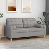 2-Seater Sofa with Pillows&Cushions Light Grey 140 cm Fabric