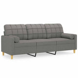3-Seater Sofa with Pillows&Cushions Dark Grey 180 cm Fabric - Front View