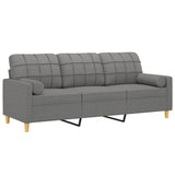 3-Seater Sofa with Pillows&Cushions Dark Grey 180 cm Fabric - Side View