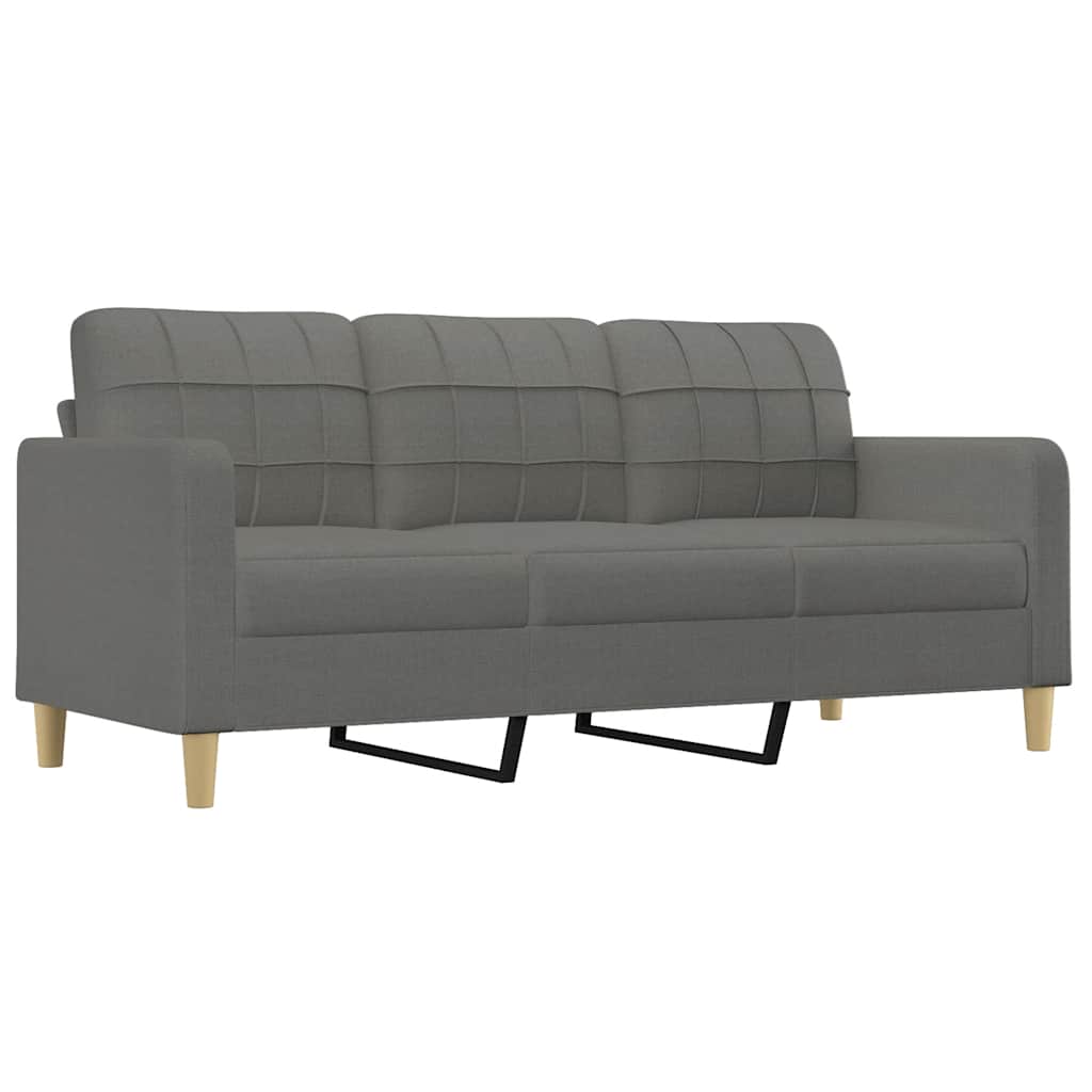 3-Seater Sofa with Pillows&Cushions Dark Grey 180 cm Fabric