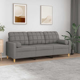 3-Seater Sofa with Pillows&Cushions Dark Grey 180 cm Fabric