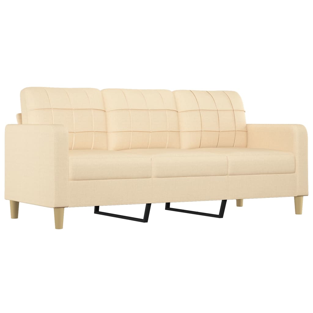 3-Seater Sofa with Pillows&Cushions Cream 180 cm Fabric