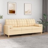 3-Seater Sofa with Pillows&Cushions Cream 180 cm Fabric