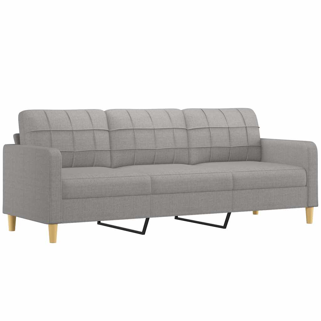 3-Seater Sofa with Pillows&Cushions Light Grey 210 cm Fabric