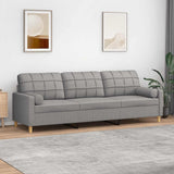 3-Seater Sofa with Pillows&Cushions Light Grey 210 cm Fabric