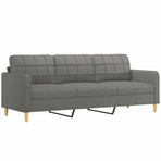 3-Seater Sofa with Pillows&Cushions Dark Grey 210 cm Fabric