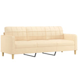 3-Seater Sofa with Pillows&Cushions Cream 210 cm Fabric