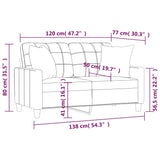 2-Seater Sofa with Pillows and Cushions Black 120 cm Faux Leather