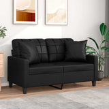 2-Seater Sofa with Pillows and Cushions Black 120 cm Faux Leather