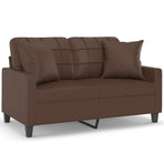 2-Seater Sofa with Pillows&Cushions Brown 120 cm Faux Leather