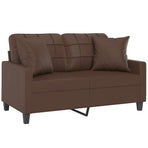 2-Seater Sofa with Pillows&Cushions Brown 120 cm Faux Leather
