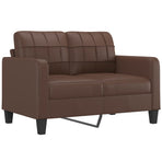 2-Seater Sofa with Pillows&Cushions Brown 120 cm Faux Leather