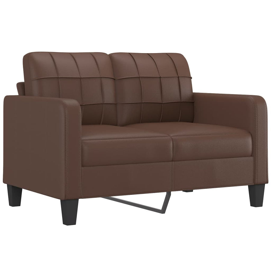 2-Seater Sofa with Pillows&Cushions Brown 120 cm Faux Leather