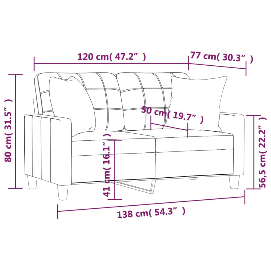 2-Seater Sofa with Pillows&Cushions Brown 120 cm Faux Leather