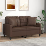 2-Seater Sofa with Pillows&Cushions Brown 120 cm Faux Leather