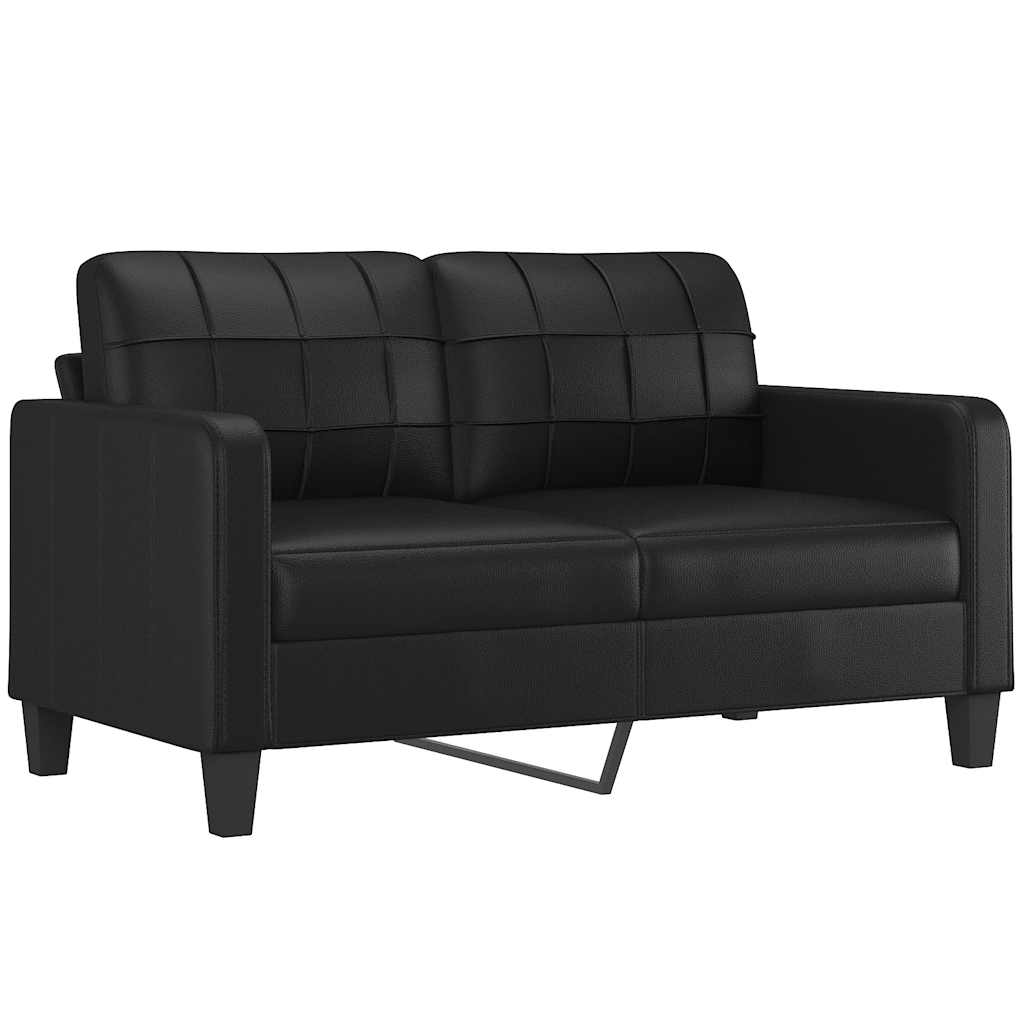2-Seater Sofa with Pillows&Cushions Black 140 cm Faux Leather