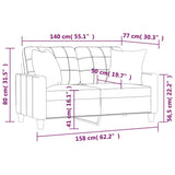 2-Seater Sofa with Pillows&Cushions Black 140 cm Faux Leather