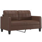 2-Seater Sofa with Pillows&Cushions Brown 140 cm Faux Leather