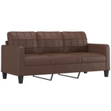 3-Seater Sofa with Pillows&Cushions Brown 180 cm Faux Leather