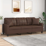 3-Seater Sofa with Pillows&Cushions Brown 180 cm Faux Leather