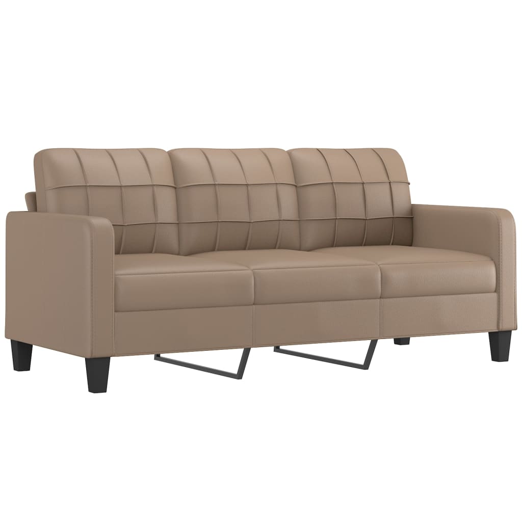 3-Seater Sofa with Pillows&Cushions Cappuccino 180 cm Faux Leather