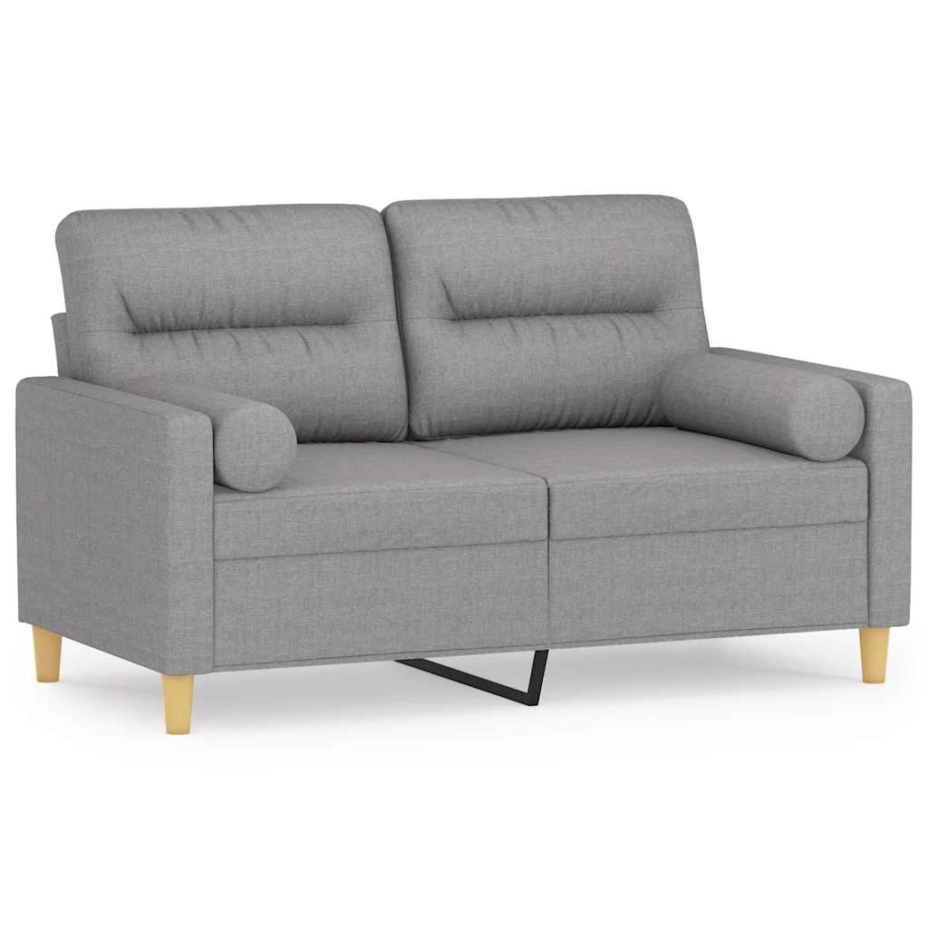 2-Seater Sofa with Pillows&Cushions Light Grey 120 cm Fabric