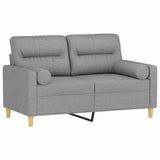2-Seater Sofa with Pillows&Cushions Light Grey 120 cm Fabric
