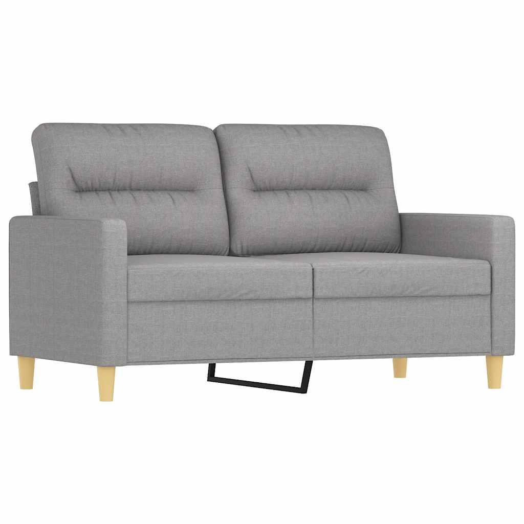 2-Seater Sofa with Pillows&Cushions Light Grey 120 cm Fabric