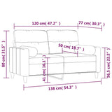 2-Seater Sofa with Pillows&Cushions Light Grey 120 cm Fabric