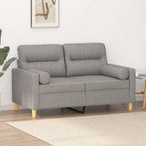 2-Seater Sofa with Pillows&Cushions Light Grey 120 cm Fabric