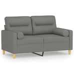 2-Seater Sofa with Pillows&Cushions Dark Grey 120 cm Fabric