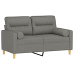 2-Seater Sofa with Pillows&Cushions Dark Grey 120 cm Fabric