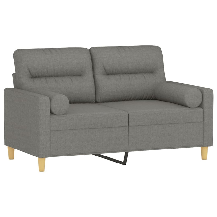 2-Seater Sofa with Pillows&Cushions Dark Grey 120 cm Fabric