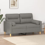 2-Seater Sofa with Pillows&Cushions Dark Grey 120 cm Fabric