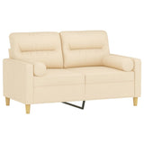 2-Seater Sofa with Pillows&Cushions Cream 120 cm Fabric - Side View