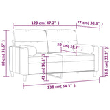 2-Seater Sofa with Pillows&Cushions Cream 120 cm Fabric - Close-Up Angle
