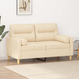 2-Seater Sofa with Pillows&Cushions Cream 120 cm Fabric