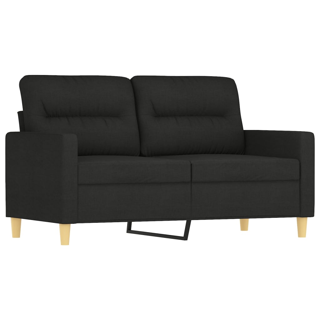 2-Seater Sofa with Pillows&Cushions Black 120 cm Fabric