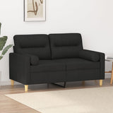 2-Seater Sofa with Pillows&Cushions Black 120 cm Fabric