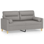 2-Seater Sofa with Pillows&Cushions Light Grey 140 cm Fabric