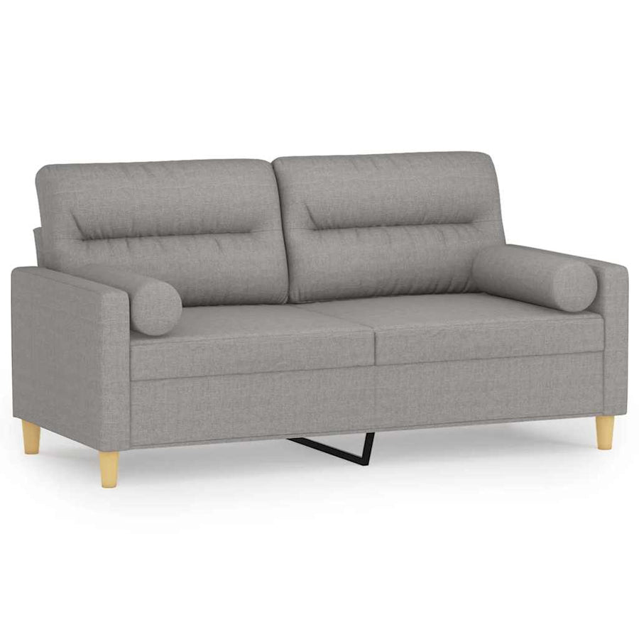 2-Seater Sofa with Pillows&Cushions Light Grey 140 cm Fabric