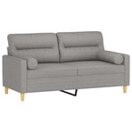 2-Seater Sofa with Pillows&Cushions Light Grey 140 cm Fabric