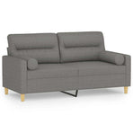 2-Seater Sofa with Pillows&Cushions Dark Grey 140 cm Fabric