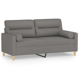 2-Seater Sofa with Pillows&Cushions Dark Grey 140 cm Fabric - Front View