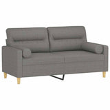 2-Seater Sofa with Pillows&Cushions Dark Grey 140 cm Fabric