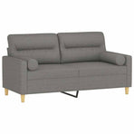 2-Seater Sofa with Pillows&Cushions Dark Grey 140 cm Fabric