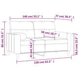 2-Seater Sofa with Pillows&Cushions Dark Grey 140 cm Fabric