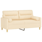 2-Seater Sofa with Pillows&Cushions Cream 140 cm Fabric