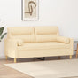 2-Seater Sofa with Pillows&Cushions Cream 140 cm Fabric